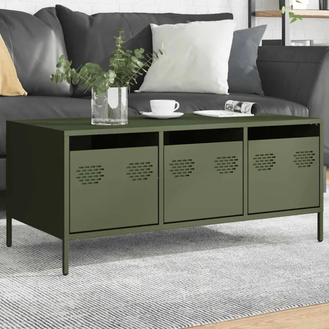 vidaXL Salontafel 101,5x50x43,5 cm koudgewalst staal olijfgroen, foto 2
