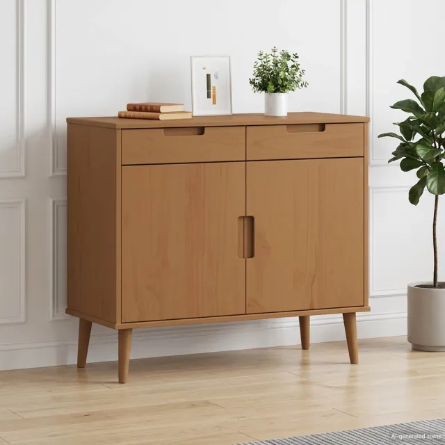 vidaXL Dressoir MOLDE Caramel 90 x 40 x 80 cm bruin, foto 2