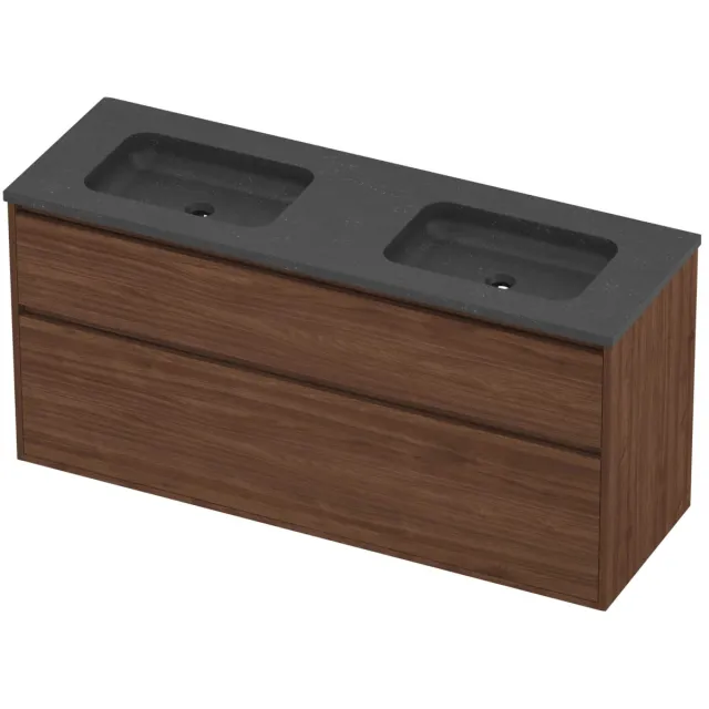 Proline Rollo Badmeubelset Hardsteen Elegant 140x46x67 cm Blue Stone Indian Walnut Houtlook