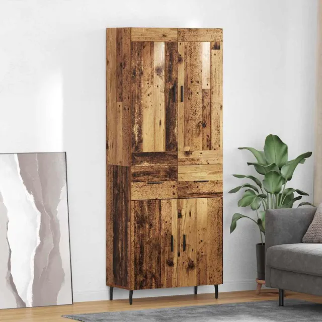vidaXL Hoge kast 2 st Oudhout 69,5 x 34 x 180 cm Bewerkt hout Bruin