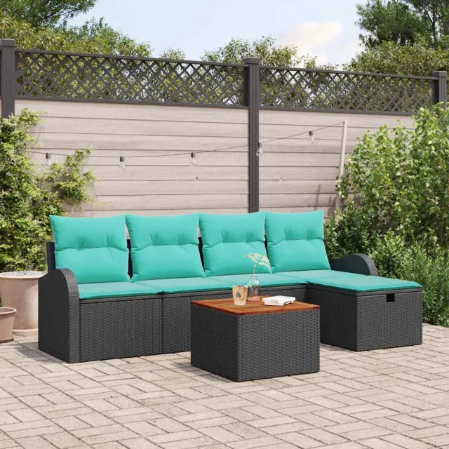 vidaXL Tuin Sofa Set 6 st Zwart Poly riet, foto 2