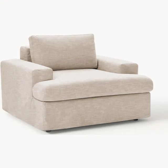 Westwing Collection Fauteuil Russell met afneembare hoezen Beige