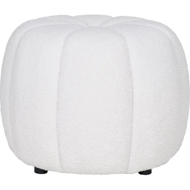 Nest of Nora Ronde poef - Ø48x38 cm - Off-White voetenbank Gebroken wit