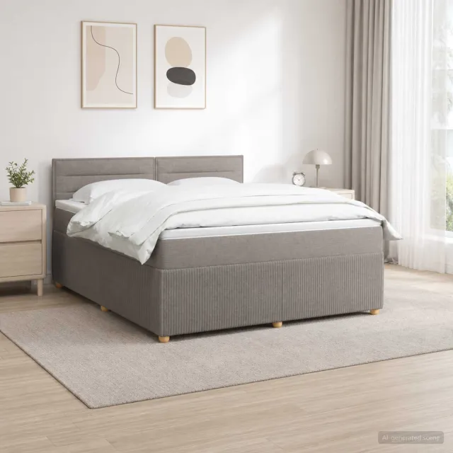 vidaXL Boxspringbed met matras met hoofdeinde Taupe 140 x 190 cm Stof