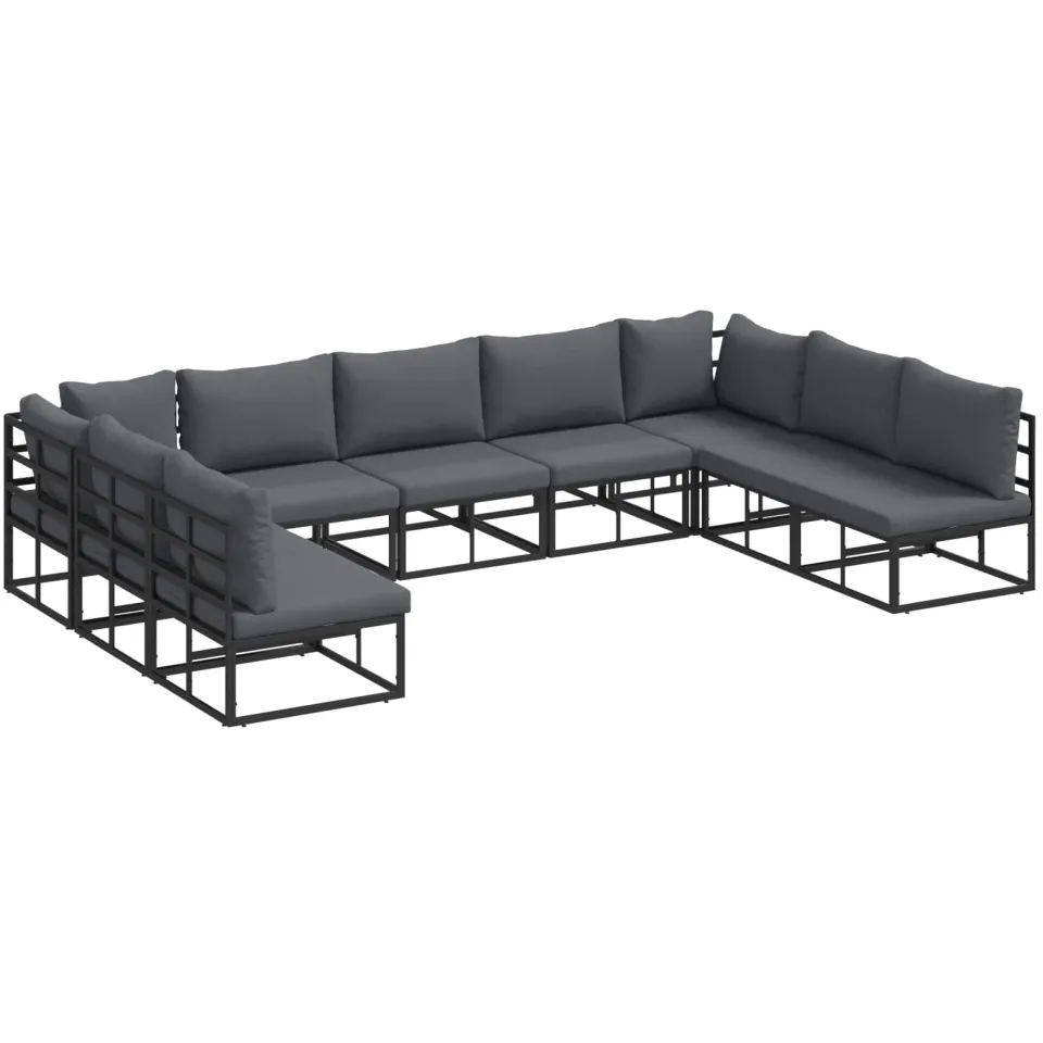 vidaXL Tuinbankenset 9 st Zwart Aluminium