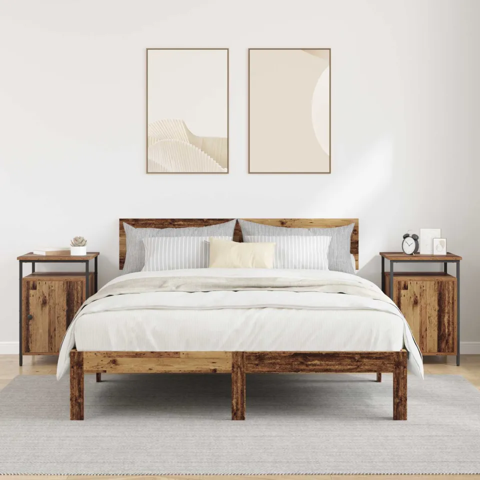 vidaXL Nachtkastje 2 st Oudhout 40 x 42 x 60cm Bewerkt hout bruin, foto 4