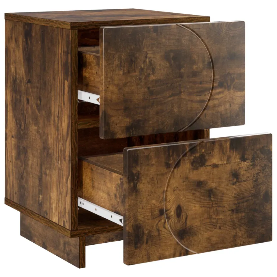 vidaXL Nachtkastje Gerookt eiken 33,5 x 34,5 x 50 cm Bewerkt hout, foto 3