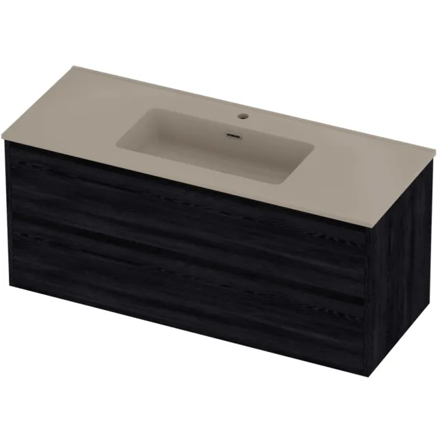 Proline Tribute Badmeubelset Porselein Elegant 1 Gat 120x46x54 cm Mat Crème Cotton Black Oak Eiken
