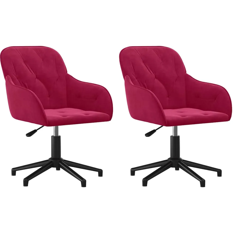 vidaXL Eetkamerstoelen draaibaar 2 st fluweel wijnrood