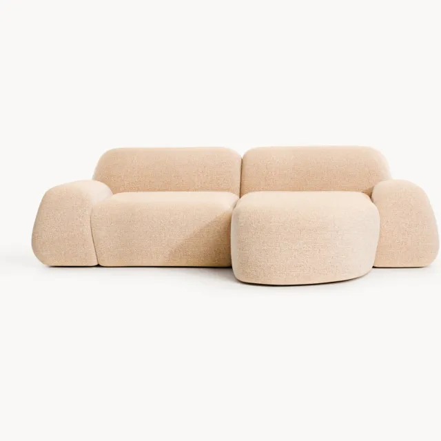 Westwing Collection Modulaire bouclé hoekbank Wolke (3-zits) Oranje