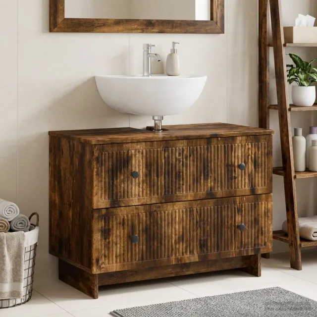 vidaXL Badkamer wastafelkast EDE Gerookt eiken 82 x 41 x 59 cm Bruin