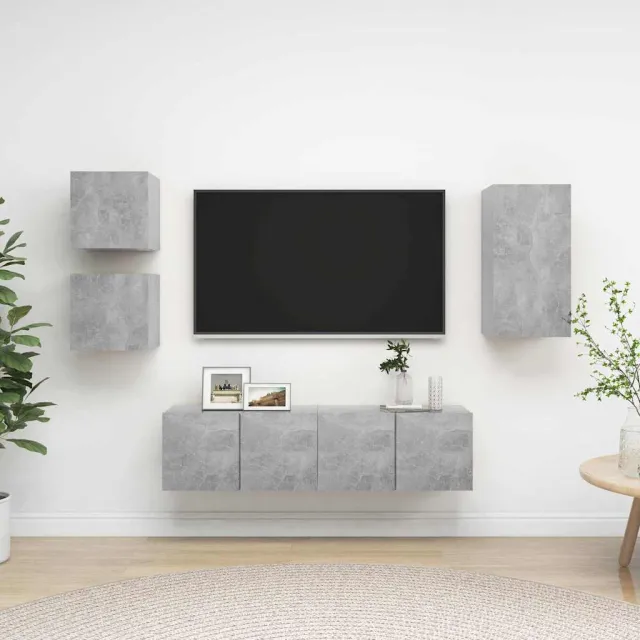 vidaXL 5-delige Tv-meubelset bewerkt hout betongrijs grijs, foto 2