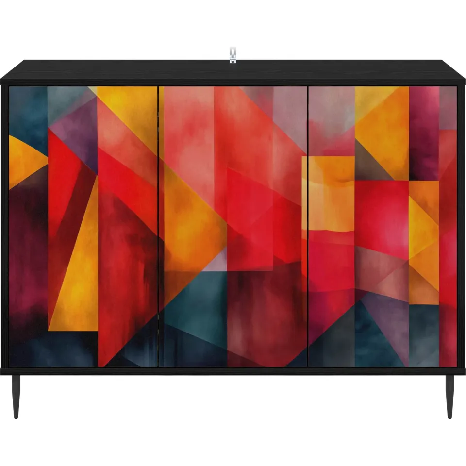 vidaXL Dressoir HEESCH Zwart eiken 102 x 33 x 76 cm Bewerkt hout, foto 4