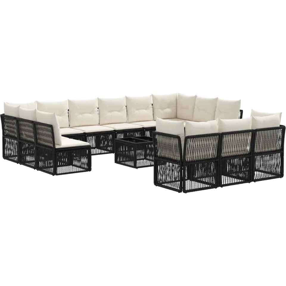 vidaXL Tuinbankenset 14 st Zwart poly rattan, foto 3