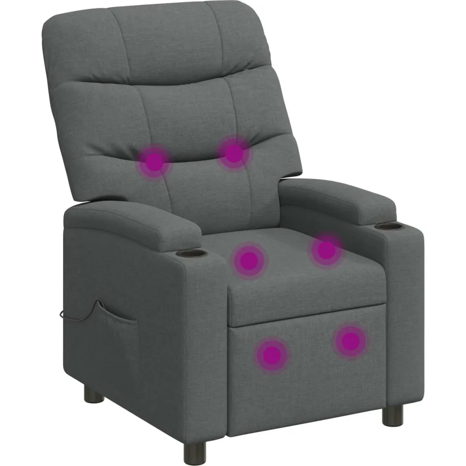 vidaXL Massage-relaxstoel Donkergrijs 75 x 93 x 102 cm Stof