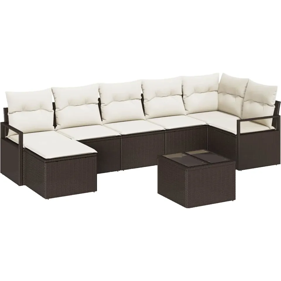 vidaXL Bankstel 8 st Bruin poly rattan