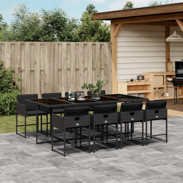 vidaXL 9-delige Tuinset poly rattan zwart, foto 2