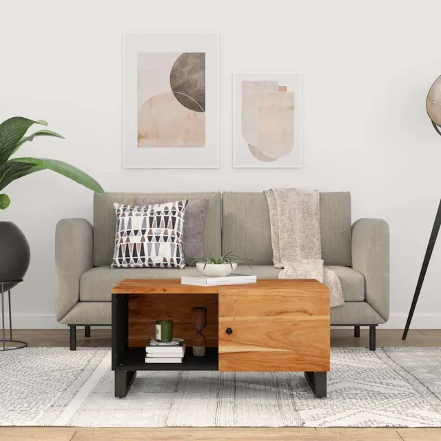 vidaXL Salontafel 80x50x40 cm massief acaciahout en bewerkt hout Bruin