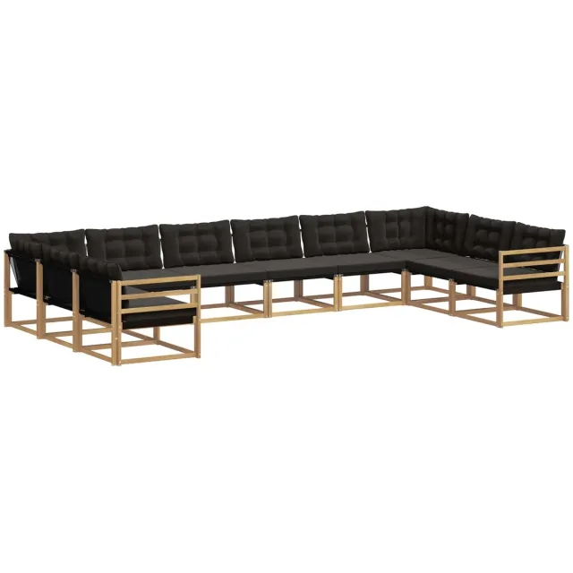 vidaXL Buiten - bank - set - 10 - st - 10-zits - Wit - en - zwart Wit en zwart