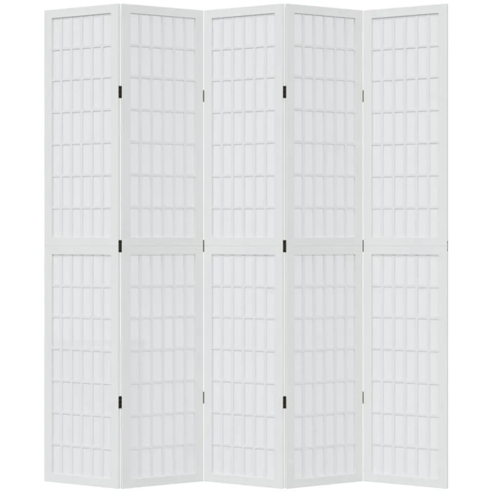 vidaXL Kamerscherm met 5 panelen massief paulowniahout wit, foto 4