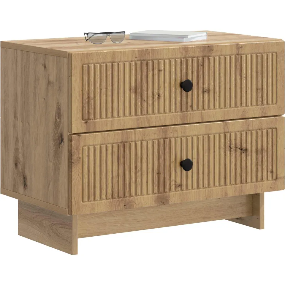 vidaXL Nachtkastje Artisanaal eiken 62 x 34,5 x 47,5 cm Bewerkt hout Bruin