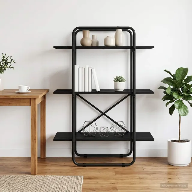 vidaXL Boekenrek 3-laags 60 x 35 x 105 cm PB Zwart eiken