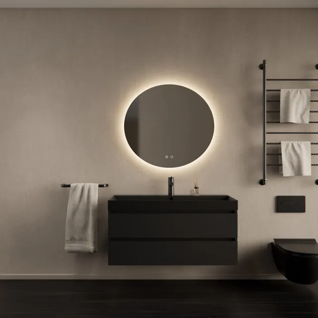 Gliss Design Badkamermeubelset Gliss Design Milan Met Lako Mat Zwarte Wastafel 100 cm Mat Zwart