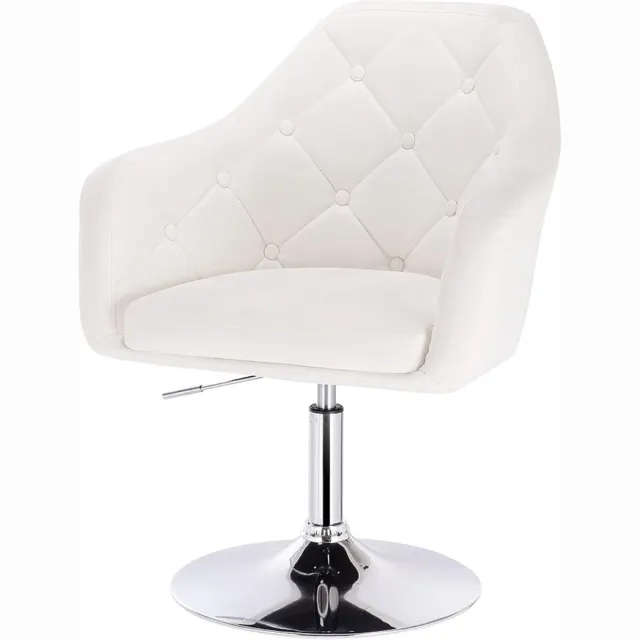 Happyment Barkruk Larrie Elroy - Industrial Wit - Barkrukken set van 1 - Barstoel Kruk - Barstoelen met rugleuning - Keukenstoel - In hoogte verstelbaar - Kunstleer