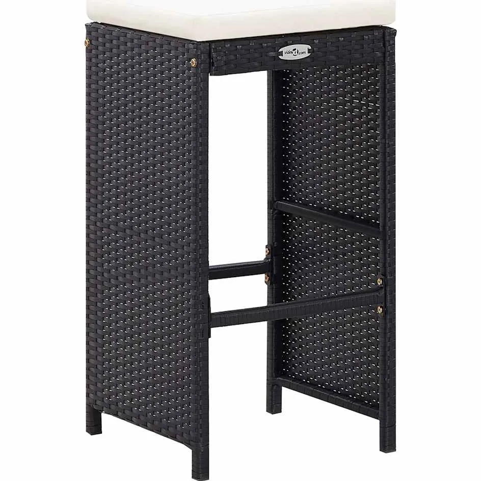 vidaXL 7-delige Tuinbarset met kussens poly rattan zwart, foto 4
