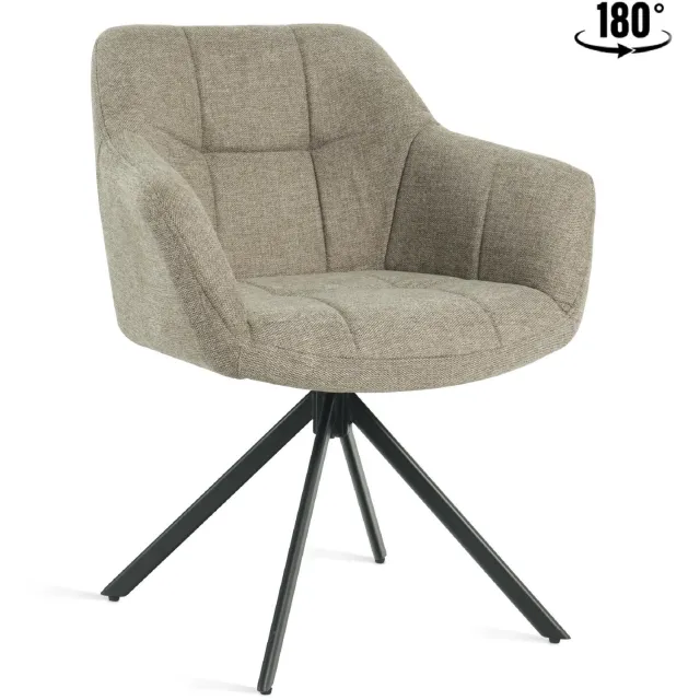 Nest of Nora Draaibare design eetkamerstoel Lune - Linnen bekleding - Taupe Lichtbruin