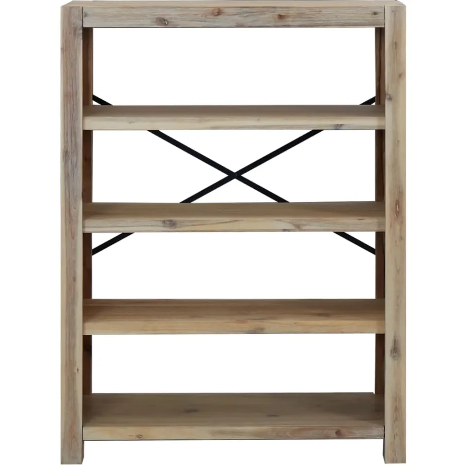 vidaXL Boekenkast met 4 schappen 80x30x110 cm massief acaciahout Bruin