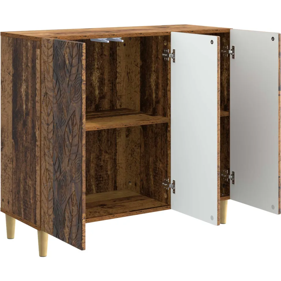 vidaXL Dressoir Oud hout 89 x 34,5 x 80 cm Bewerkt hout Bruin