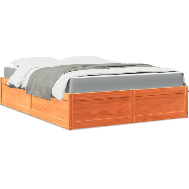vidaXL Bed met matras massief grenenhout wasbruin 160x200 cm