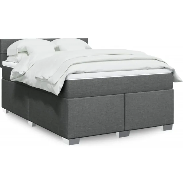vidaXL Boxspring met matras stof donkergrijs 160x200 cm grijs