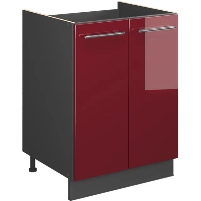 Vicco Wastafelkast Fame-Line, Bordeauxrode hoogglans/Antraciet, 60 cm