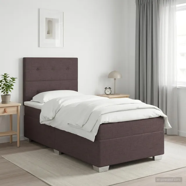 vidaXL Boxspringbed met matras Donkerbruin 100 x 200 cm Stof