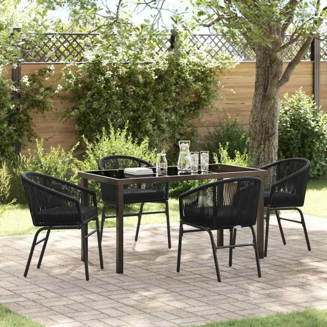 vidaXL Tuin eettafelset 5 st Zwart Gepoedercoat staal