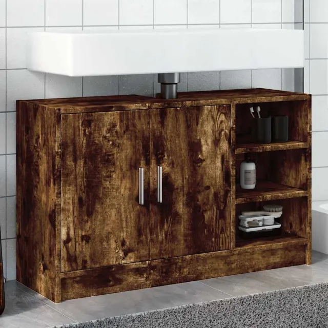 vidaXL Wastafelkast 90x29x55 cm bewerkt hout gerookt eikenkleurig, foto 2