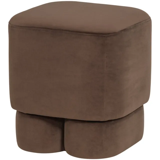 WOOOD Valen Poef - Velvet - Bruin - 42x40x40 brown