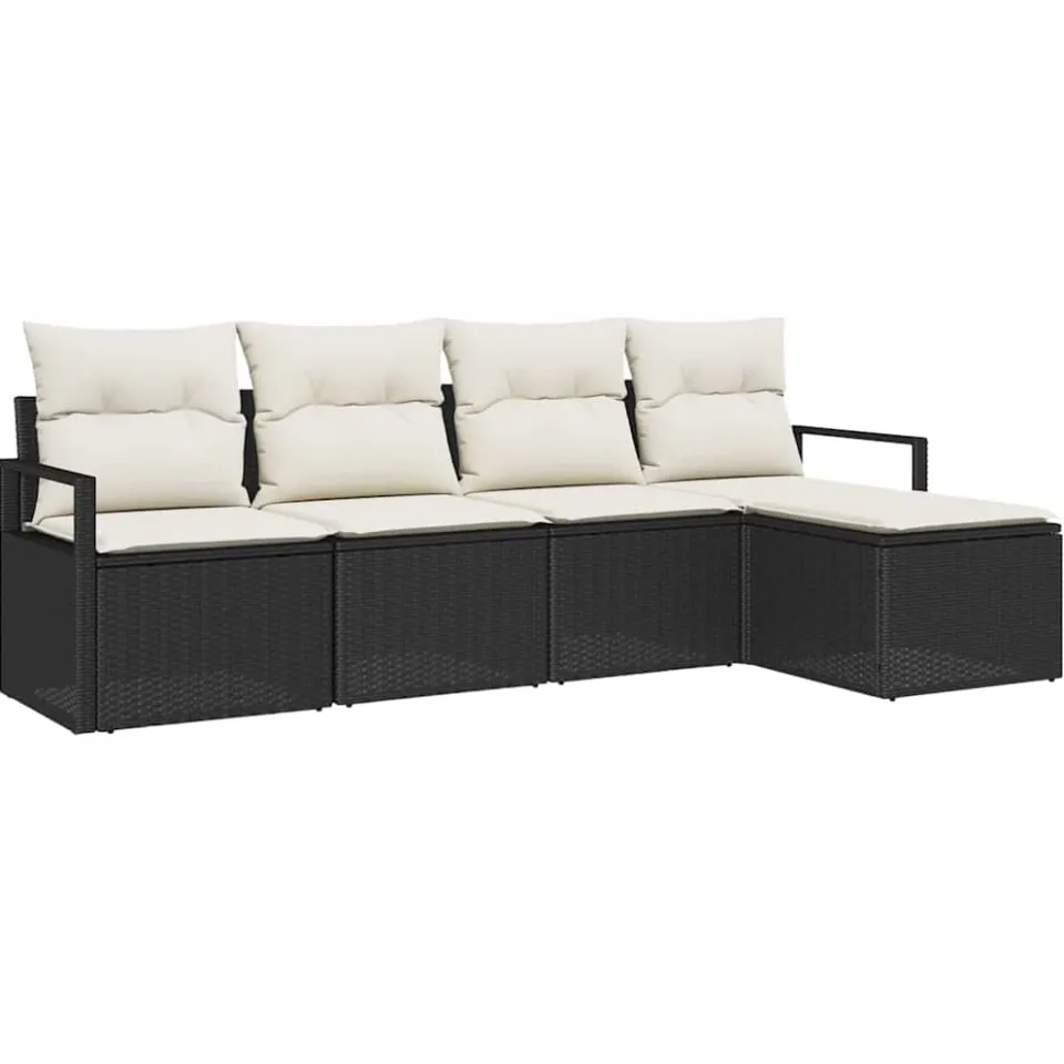 vidaXL Bankstel 5 st Zwart poly rattan