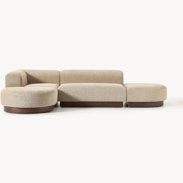 Westwing Collection Modulaire hoekbank Natalie van teddy-bouclé Beige