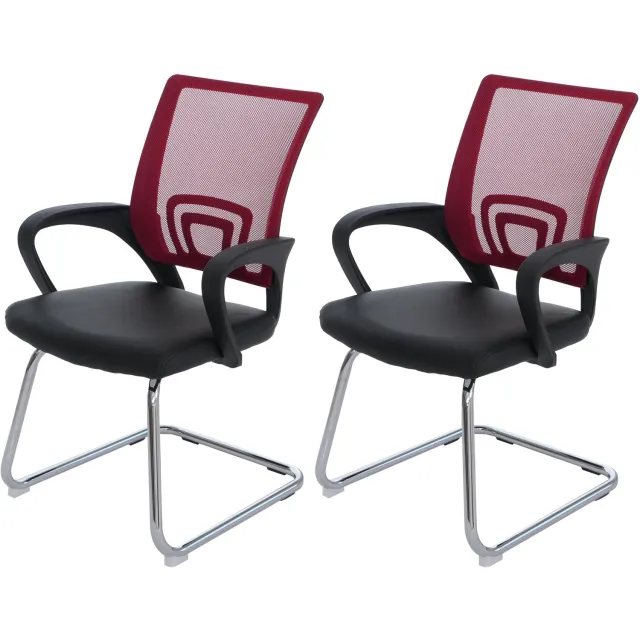 MCW Set van 2 conferentiestoelen Ancona, bezoekersstoel, kunstleer, MVG-gecertificeerd ~ rood