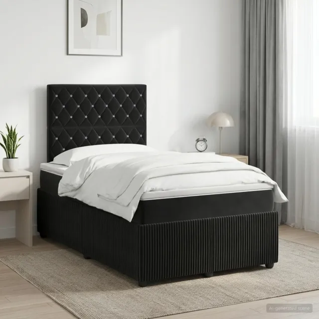 vidaXL Boxspringbed met matras Zwart 120 x 190 cm Fluweel
