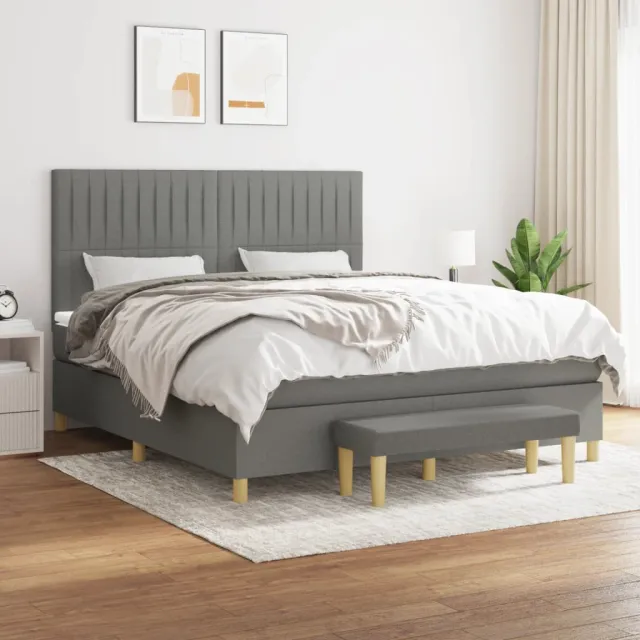 vidaXL Boxspring met matras stof donkergrijs 160x200 cm grijs