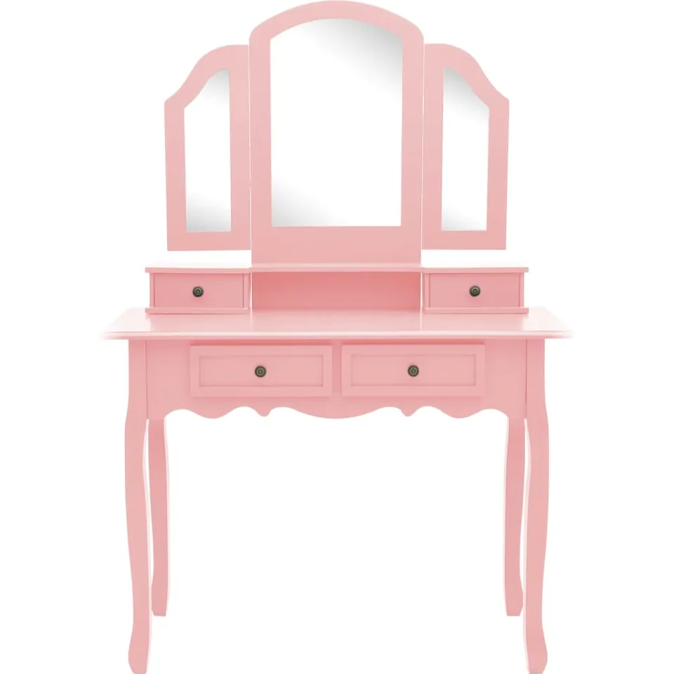 vidaXL Kaptafelset met kruk 100x40x146 cm paulowniahout roze, foto 3