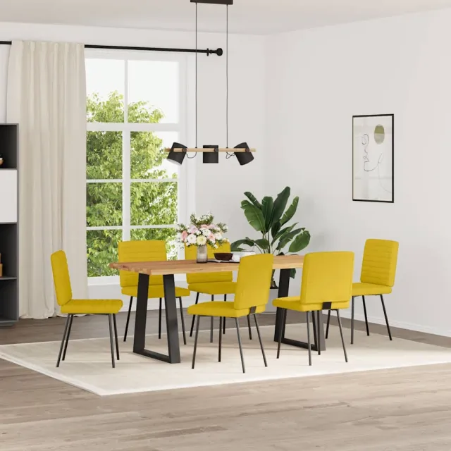vidaXL Eetkamerstoelen 6 st fluweel geel, foto 2