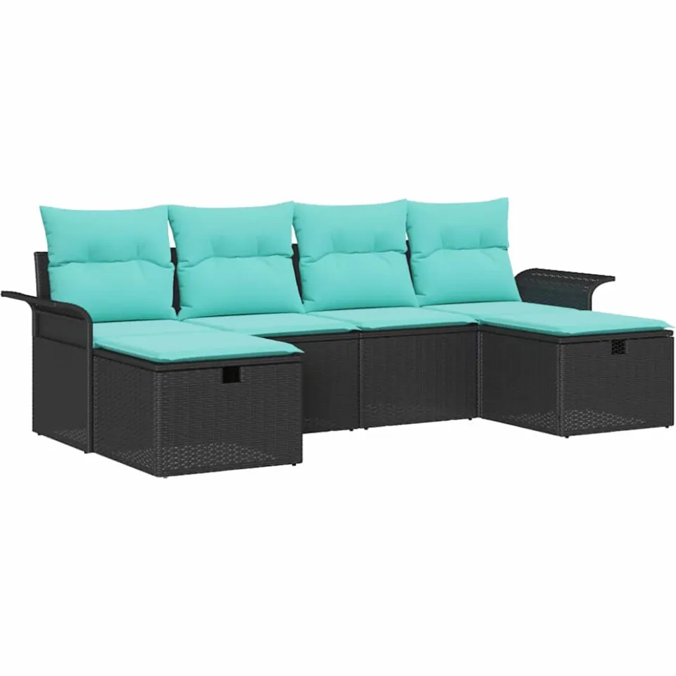 vidaXL Tuin Sofa Set 6 st Poly riet Lichtgrijs