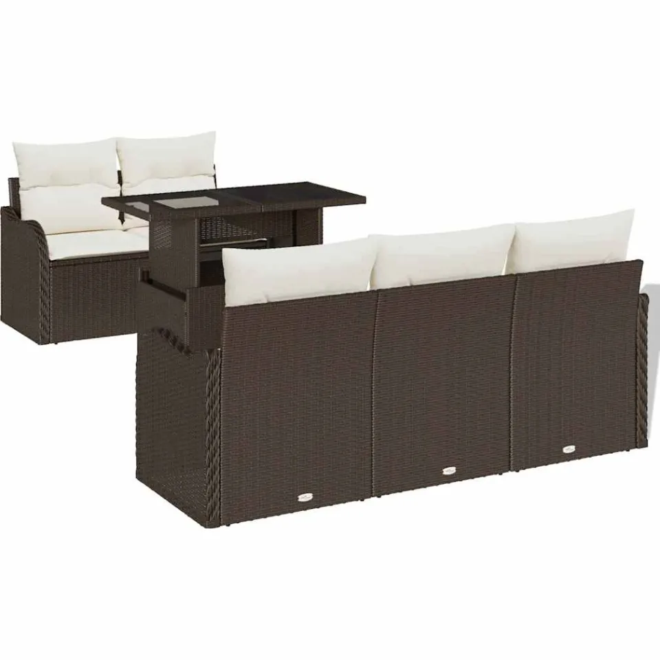 vidaXL Tuin Sofa Set 6 st Bruin poly rattan, foto 4