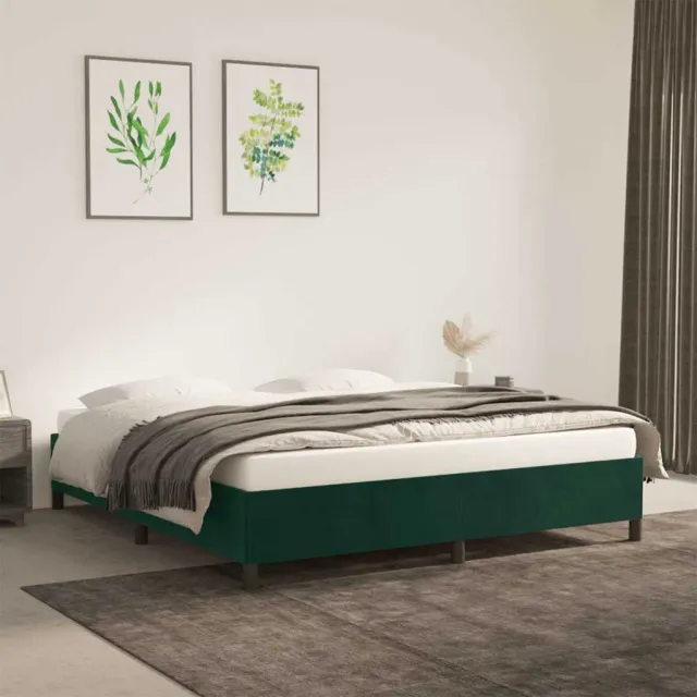 vidaXL Bedframe zonder matras 160x200 cm fluweel donkergroen
