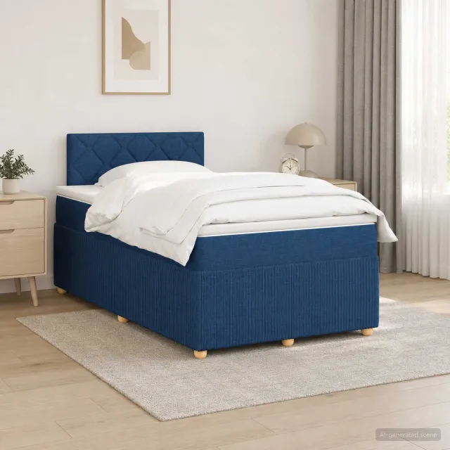 vidaXL Boxspringbed met matras met hoofdeinde Blauw 120 x 200 cm Stof